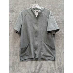 Utility Full Zip Shirt Mens Medium Gray Short Sleeve Pockets Cintas Workwear